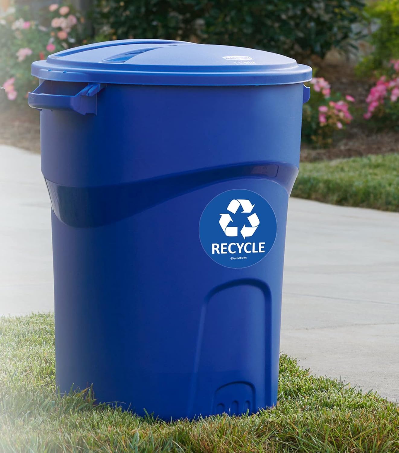 IGNIXIA Recycle Stickers for Trash Can 6x6 Inches Large (Pack of 2) Recycle Stickers for Recycle Bins Waterproof UV Protected Recycling Stickers for Trash Can Indoor  Outdoor (Blue)